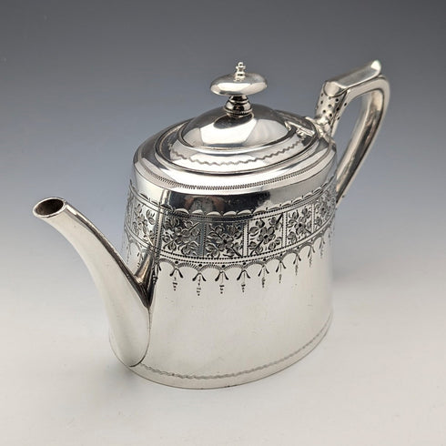 Circa 1900 British antique silver plate teapot Walker & Hall